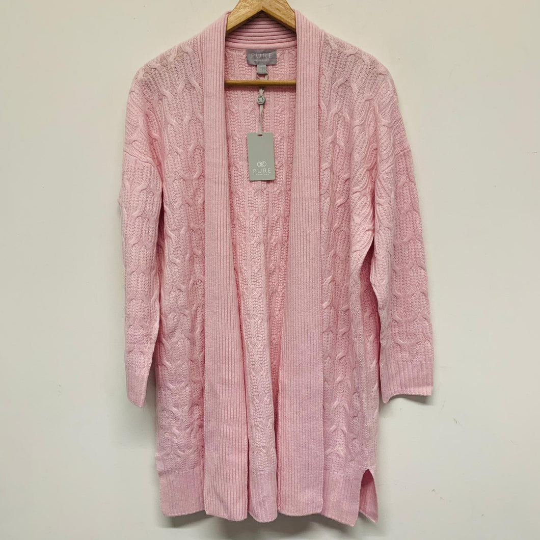 PURE Oyster Pink Ladies Long Sleeve V-Neck Knitted Cardigan Size UK L NEW