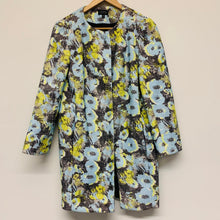 Load image into Gallery viewer, TOPSHOP Blue Ladies Floral Yellow Long Sleeve Collared Overcoat Coat Size UK 8
