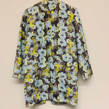 Load image into Gallery viewer, TOPSHOP Blue Ladies Floral Yellow Long Sleeve Collared Overcoat Coat Size UK 8
