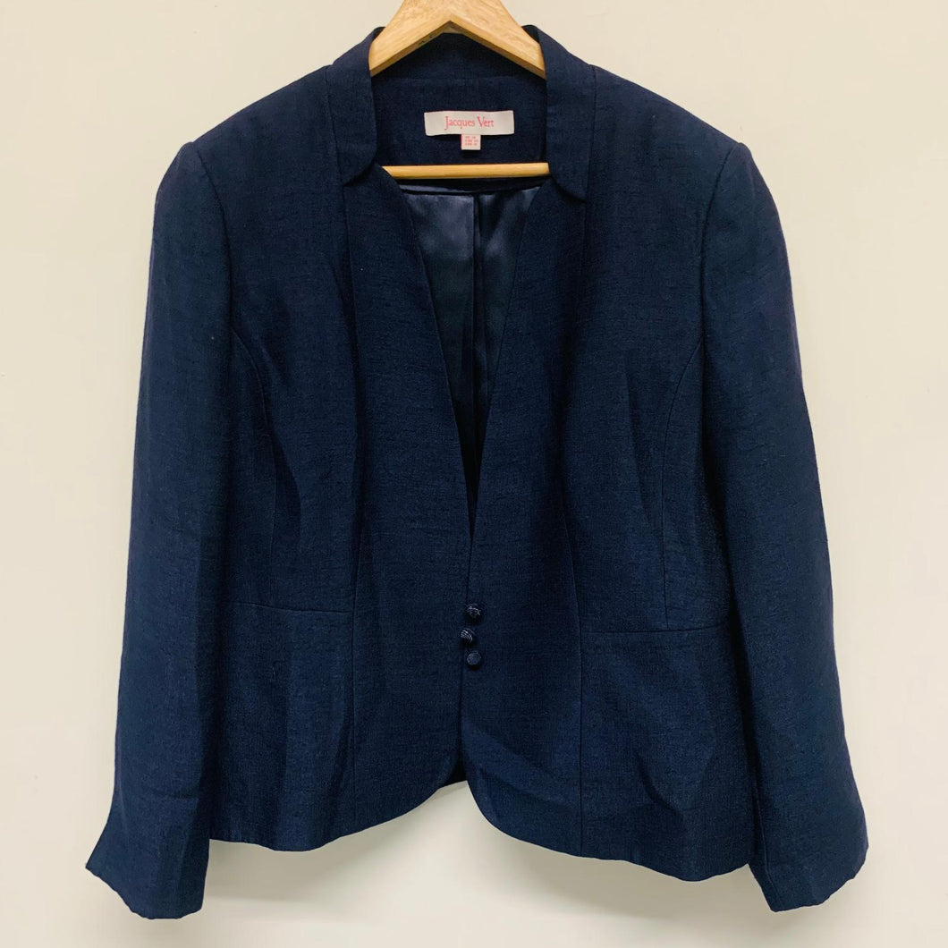 JACQUES VERT Blue Ladies Long Sleeve Collared Jacket Size UK 20
