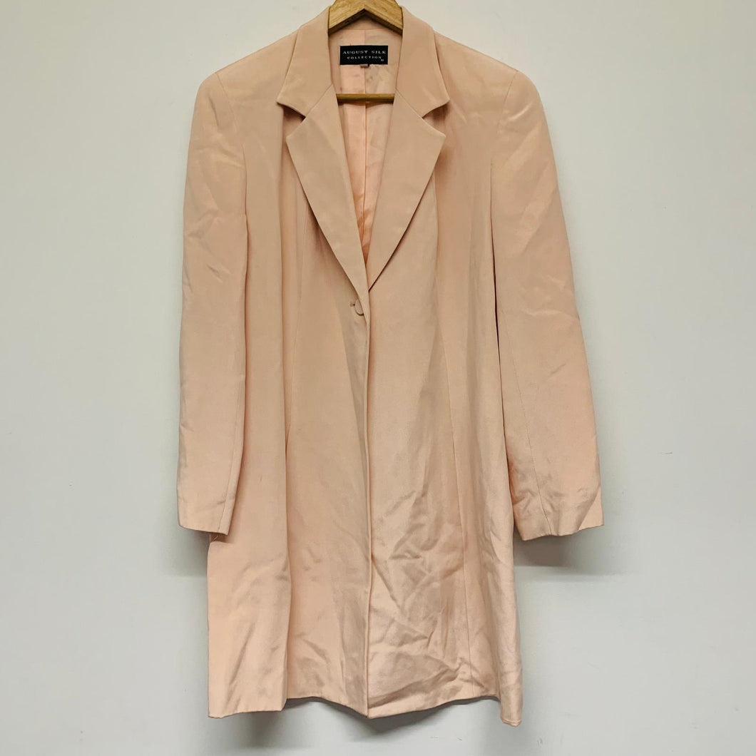 AUGUST SILK COLLECTION Pink Ladies Long Sleeve Collared Overcoat Jacket UK 12