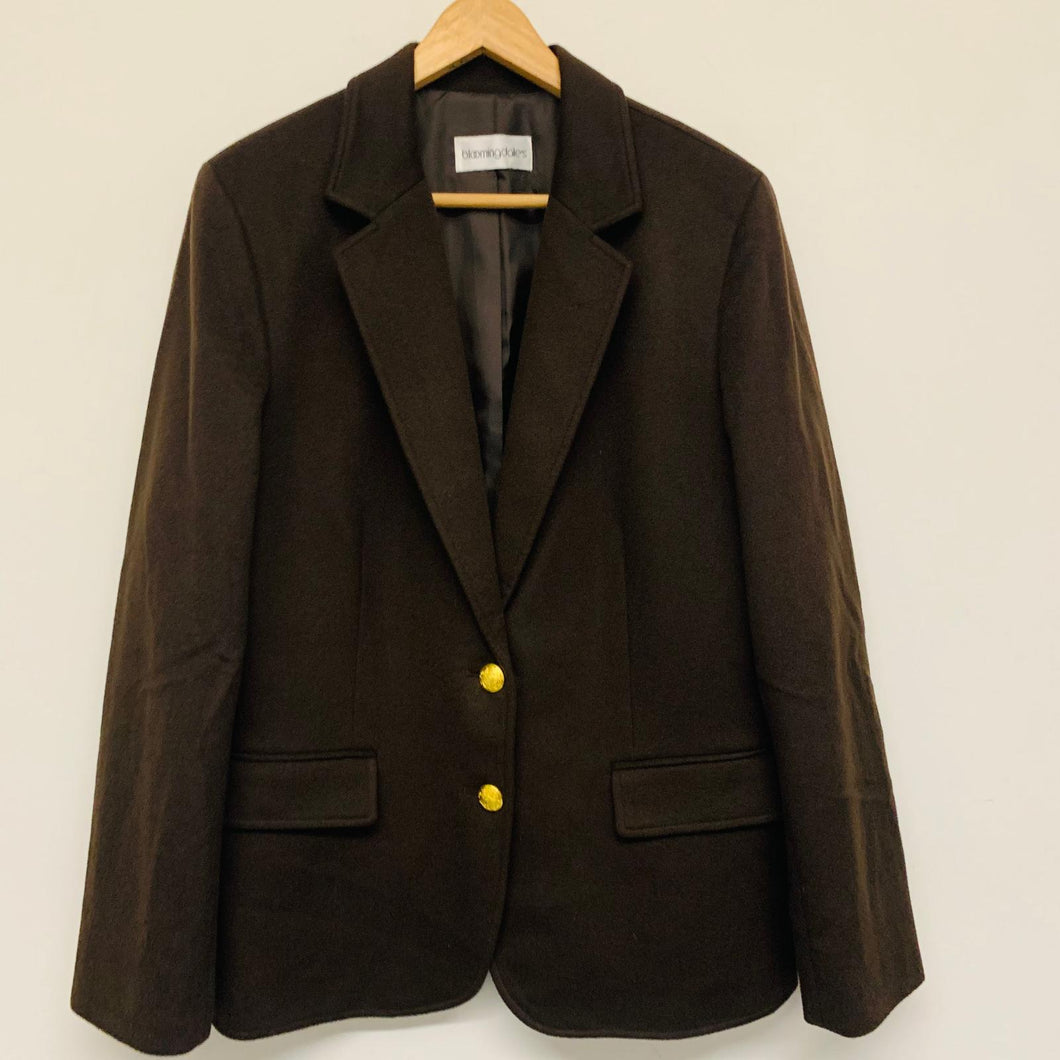BLOOMINGDALES Brown Ladies Long Sleeve Collared Jacket Size UK 16