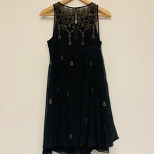 Load image into Gallery viewer, TEMPERLY Black Ladies Sleeveless Embellished A-Line Dress Size UK 10
