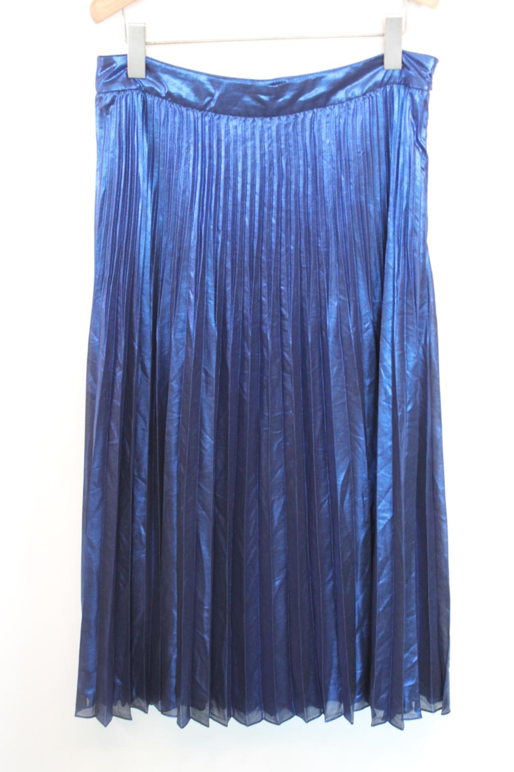 BODEN Ladies Blue Satin Long Pleated Skirt EU42 UK14 BNWT