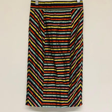 Load image into Gallery viewer, L&#39;WREN SCOTT Black Ladies Striped A-Line Metallic Skirt Size UK 30
