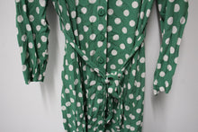 Load image into Gallery viewer, FINERY Ladies Green Lightweight Polka Dot Belted Midi Shirt Dress UK18
