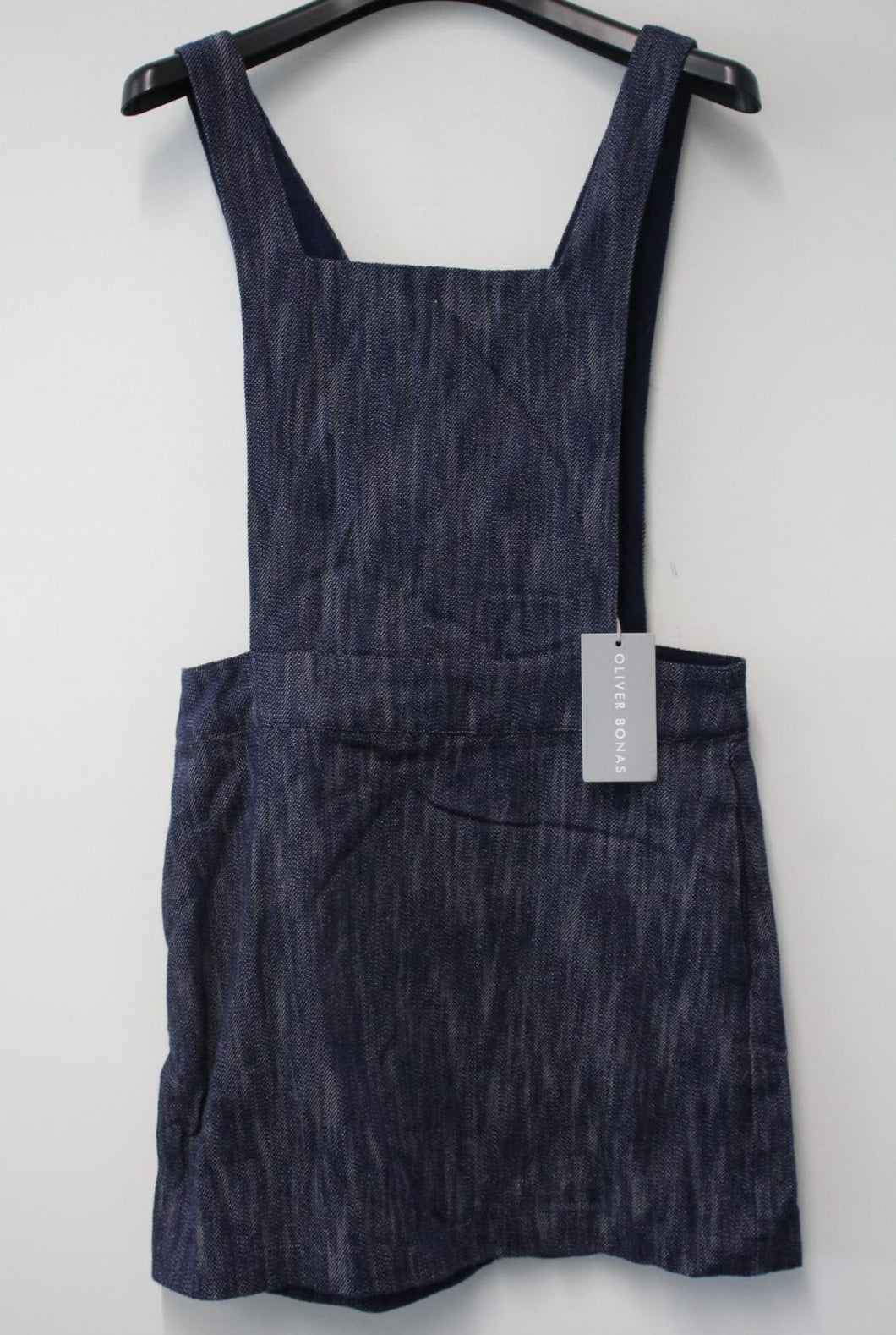 OLIVER BONAS Ladies Blue Cotton Denim Sleeveless Deena Pinafore Dress UK10 NEW