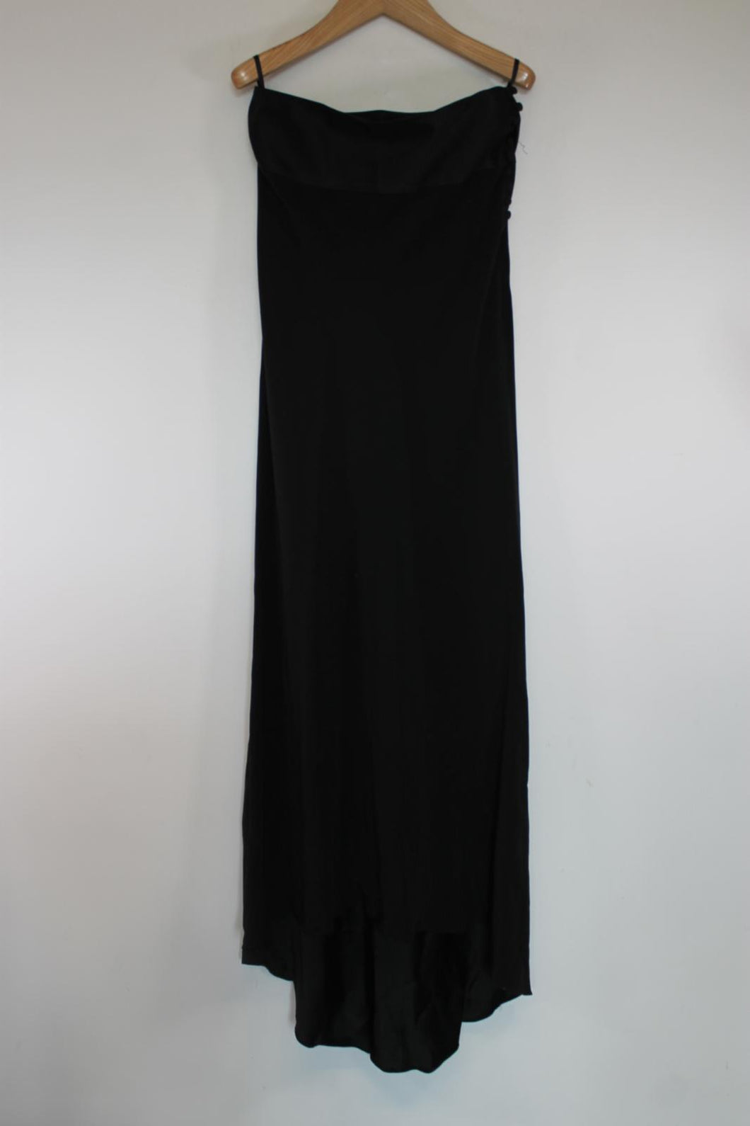 LITTLE BLACK DRESS Ladies Black Silk Blend Off-The-Shoulder Hi-Low Dress UK12