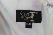 Load image into Gallery viewer, THE HOUSE OF FOXY Ladies Multicolour Floral Short Sleeve V-Neck Dress EU42 UK14
