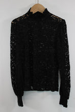 Load image into Gallery viewer, L&#39;AGENCE Ladies Black Lace Long Sleeve High Neck Top Size M
