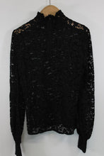 Load image into Gallery viewer, L&#39;AGENCE Ladies Black Lace Long Sleeve High Neck Top Size M
