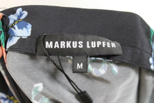 Load image into Gallery viewer, MARKUS LUPFER Ladies Dark Blue Floral Print Straight Midi Skirt Size M
