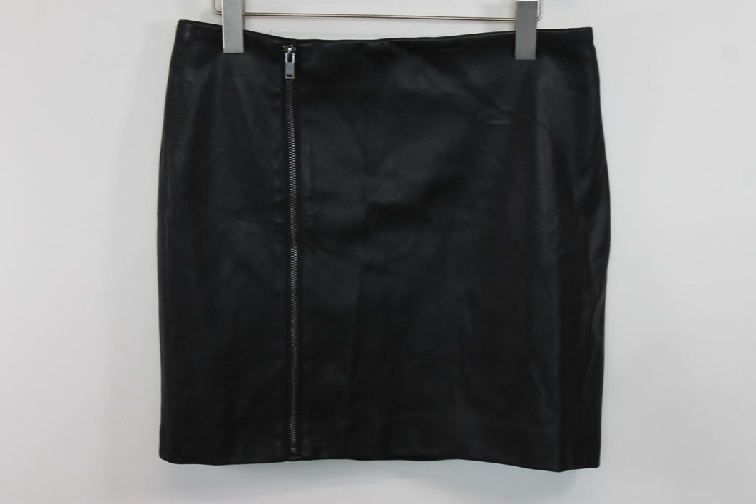 LABEL LAB Ladies Black Faux Leather Asymmetric Zip Detail Mini Skirt EU40 UK12