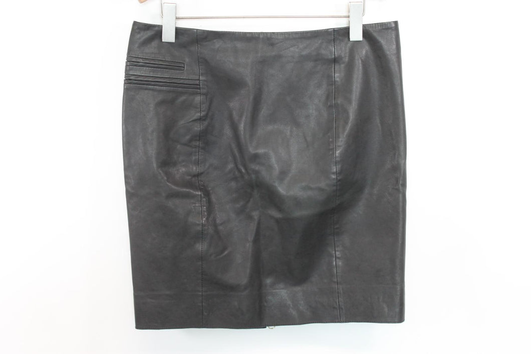 DAY BIRGER ET MIKKELSEN Ladies Black Leather Knee Length Pencil Skirt EU40 UK12