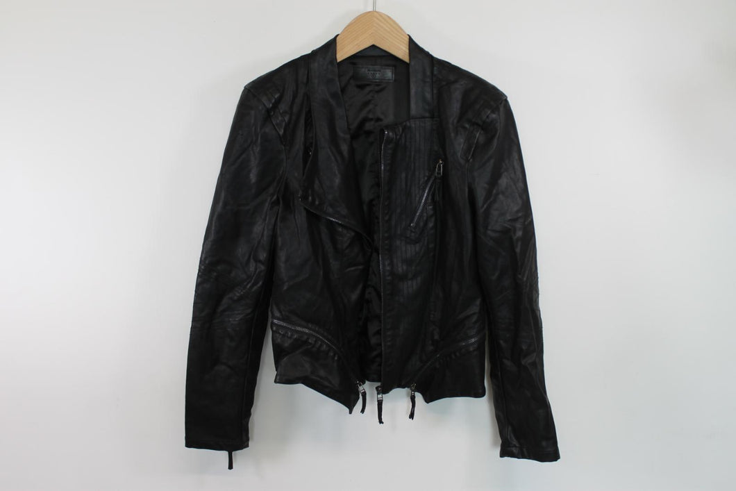 BLANK NYC Ladies Black Faux Leather Biker Style Jacket Size L