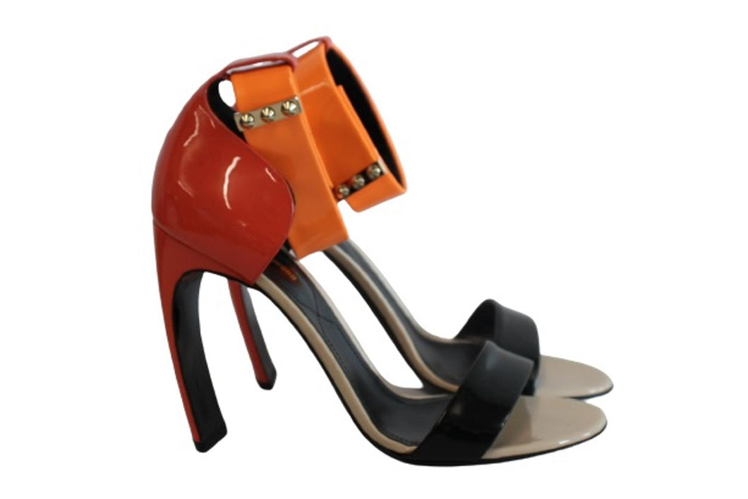 NICHOLAS KIRKWOOD Ladies Multicoloured Patent Leather Ankle Cuff Sandals UK7