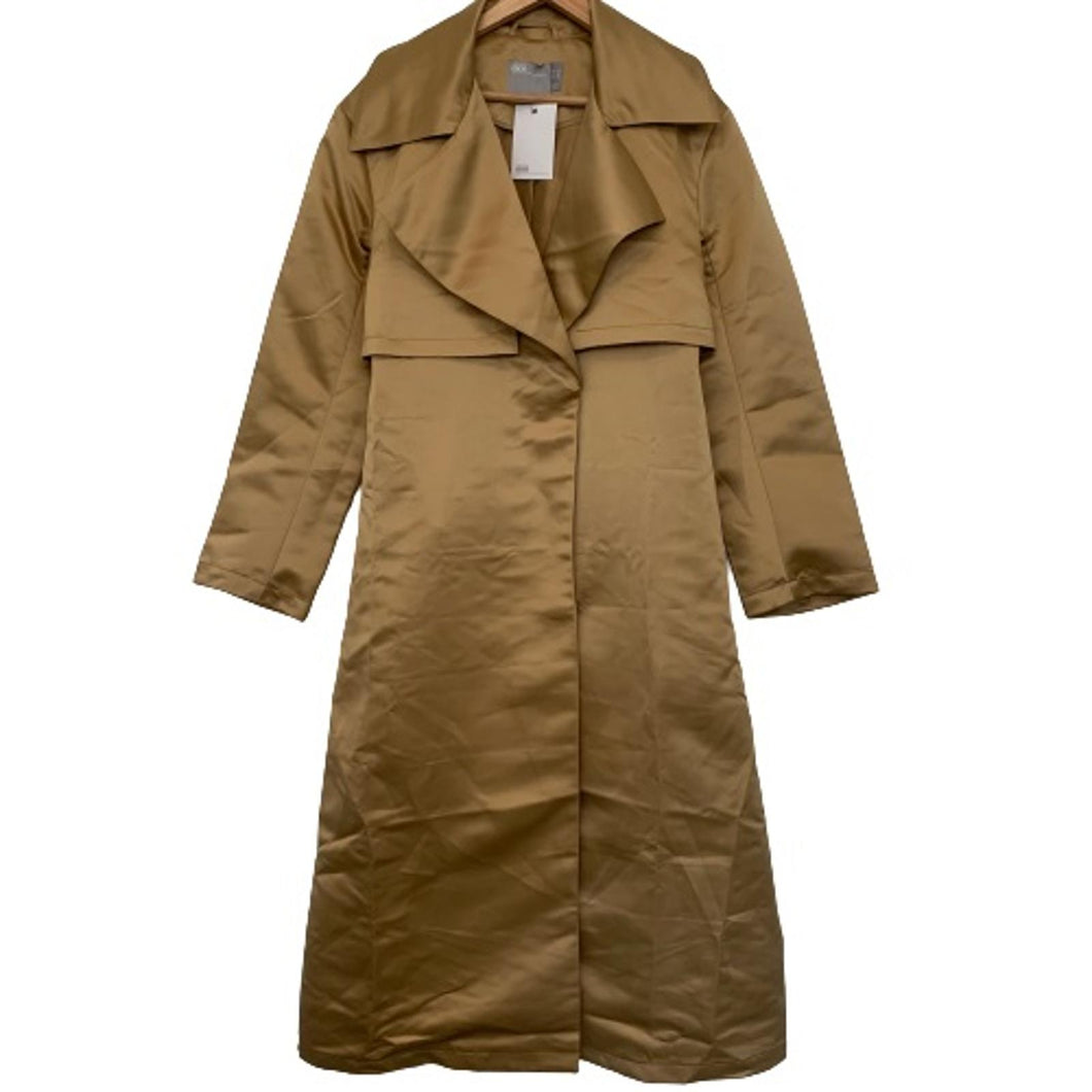 ASOS Gold Ladies Long Sleeve Collared Overcoat Coat Size UK 8 NEW