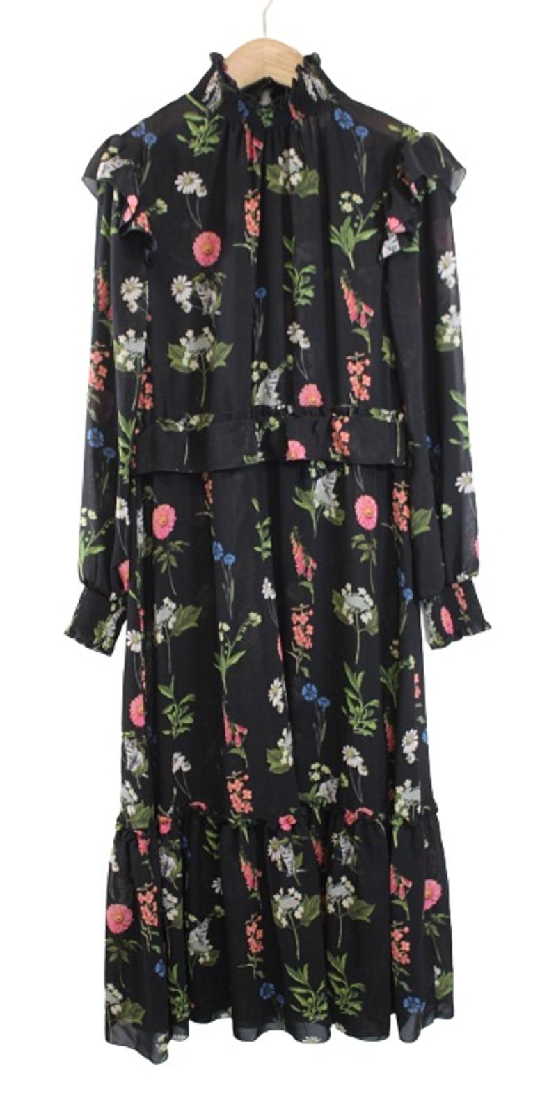 ted baker simarra florence midi dress TED BAKER Ladies Simarra Florence Black Multi Floral Midi Dress w Slip –  ReThread