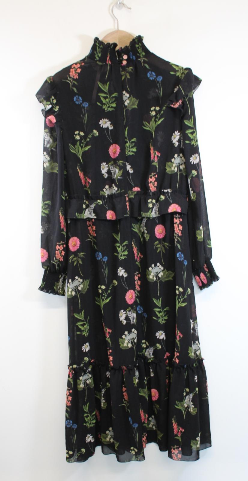ted baker simarra florence midi dress TED BAKER Ladies Simarra Florence Black Multi Floral Midi Dress w Slip –  ReThread