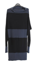 Load image into Gallery viewer, NORMA KAMALI Ladies Blue Black Long Sleeve Stretch Colour Block Dress XS/34

