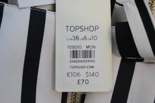 Load image into Gallery viewer, TOPSHOP Ladies White Black Striped Short Sleeve A-Line Mini Dress UK10 NEW
