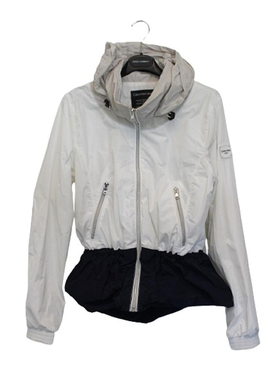 CALVIN KLEIN JEANS Ladies White Multi Long Sleeve Full Zip Hooded Jacket XL