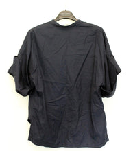 Load image into Gallery viewer, 3.1 PHILLIP LIM Ladies Navy Blue Open V-Neck Short Sleeve Cotton Top US6 UK10
