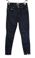 Load image into Gallery viewer, GOOD AMERICAN Ladies Good Leg Blue Zip Fly Front Slit Cropped Jeans 6/28 W28 L27
