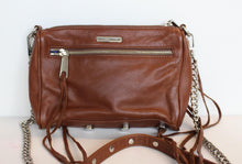 Load image into Gallery viewer, REBECCA MINKOFF Ladies Brown Leather Zip Chain Link Crossbody Bag 23 x 15 x 4cm
