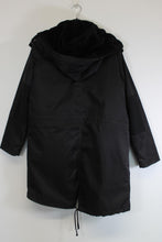 Load image into Gallery viewer, Ladies Black Wool Blend Overcoat Coat w Removable Quilt Layer Size L
