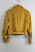 Load image into Gallery viewer, ZARA Ladies Mustard Yellow Faux Suede Biker Jacket Size L
