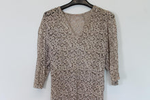 Load image into Gallery viewer, Ladies Beige Lace Vintage Half Sleeve V-Neck Long Maxi Dress EU42 UK14
