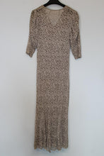 Load image into Gallery viewer, Ladies Beige Lace Vintage Half Sleeve V-Neck Long Maxi Dress EU42 UK14
