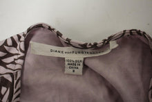 Load image into Gallery viewer, DIANE VON FURSTENBERG Ladies Pink &amp; Brown Silk Leaf Print Wrap Dress US8 UK12
