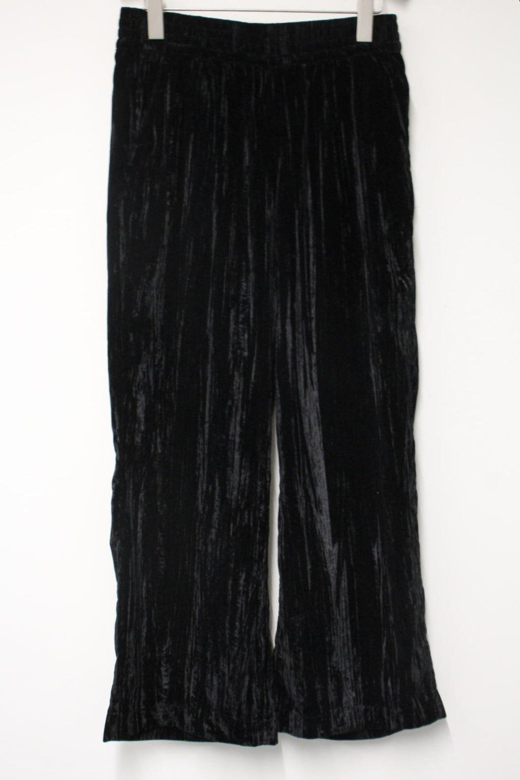 GAP Ladies Black Ribbed Knit Velvet Wide Straight Leg Trousers Size M W30 L28