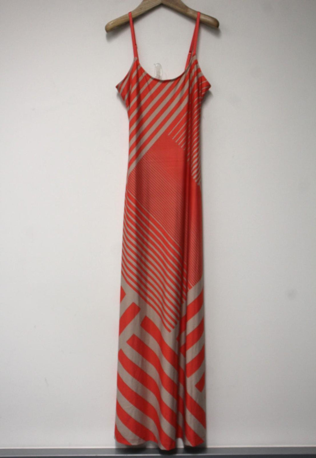 BAILEY BLUE Ladies Pink & Beige Striped Sleeveless Strappy Maxi Dress Size M