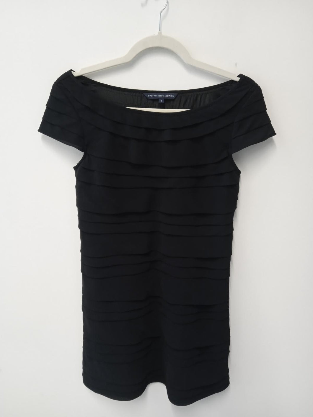 FRENCH CONNECTION Ladies Black Short Sleeve Boat Neck Mini Dress Size UK6