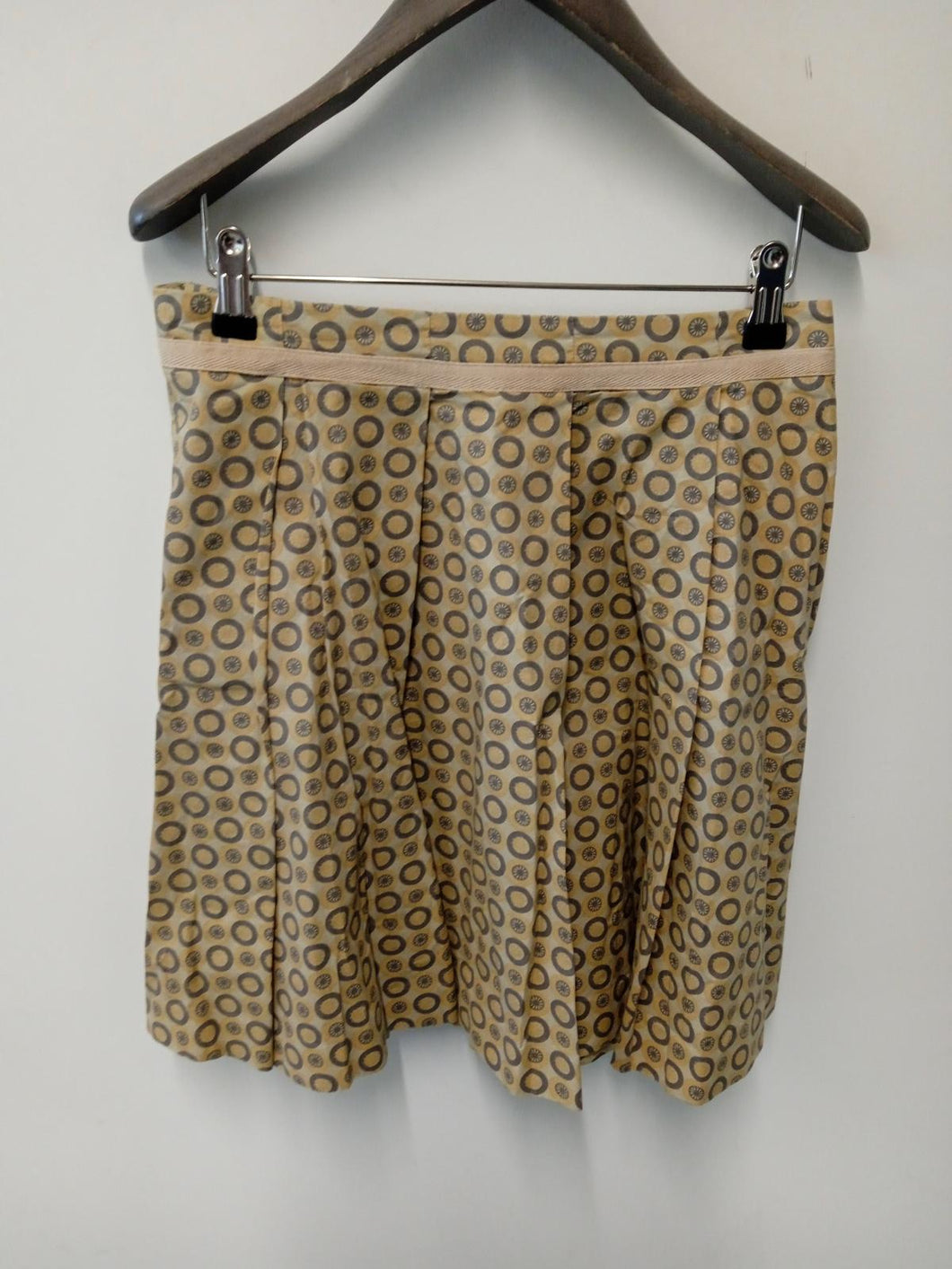 SEEBYCHLOE Ladies Beige Cotton Circle Print Skirt Size UK8