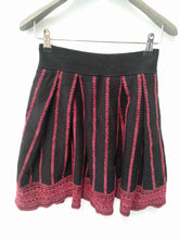 Load image into Gallery viewer, MAJE Ladies Red &amp; Black Striped Wool A-Line Skirt Size UK10

