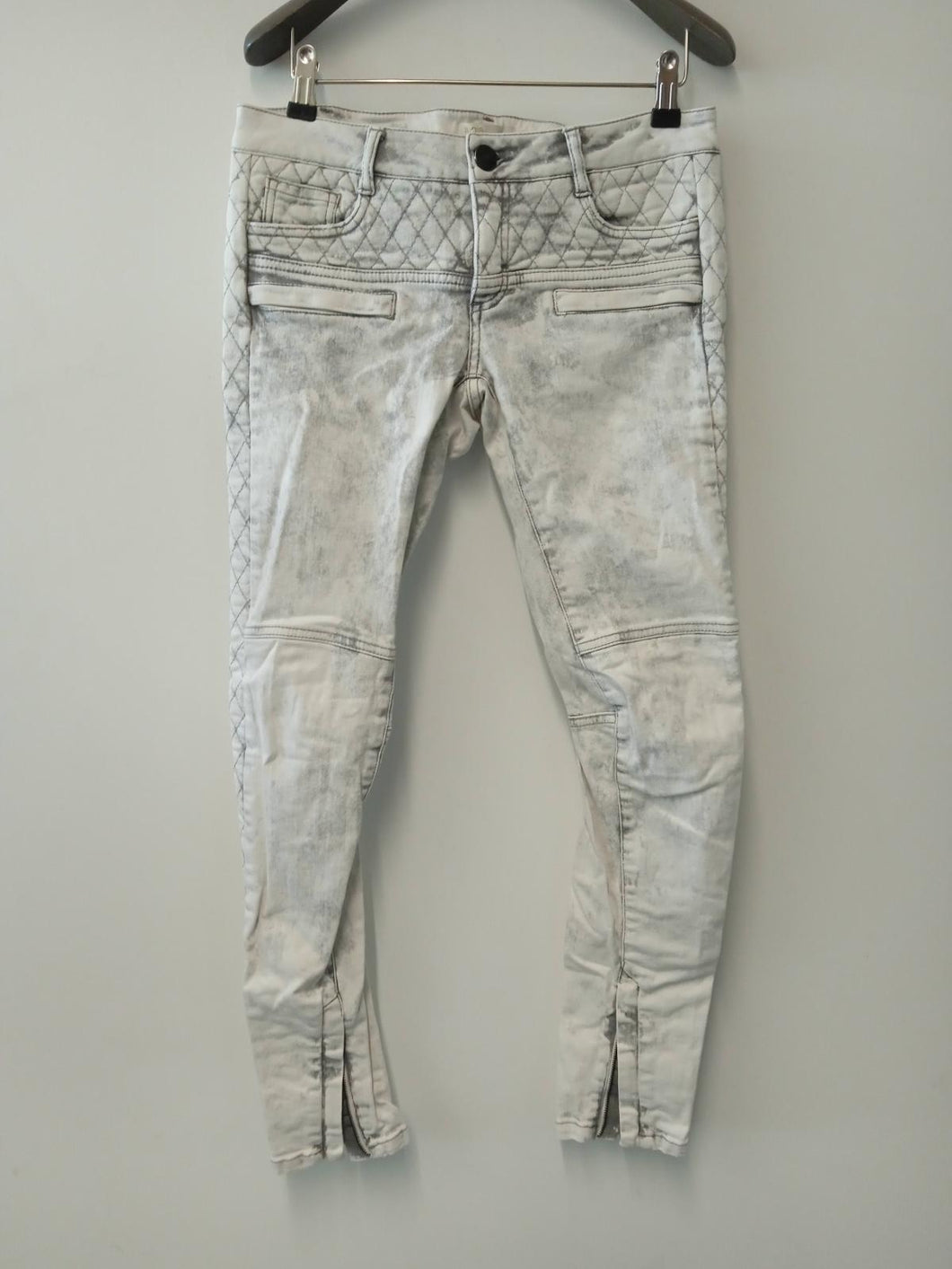 MAJE Ladies Ice Grey Cotton Zip Fly 5-Pocket Jeans Size UK10