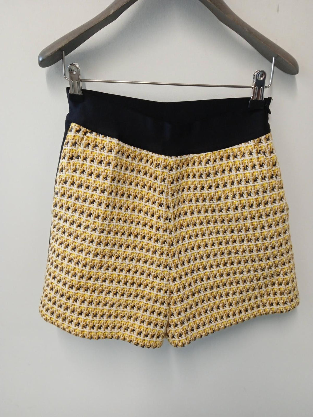 MAJE Ladies Yellow Patterned Elasticated Waist Shorts Size UK8