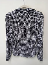 Load image into Gallery viewer, THEORY Ladies Black &amp; White Patterned Long Sleeve Collared Shirt Size UK M
