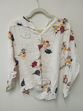 Load image into Gallery viewer, MAJE Ladies White Floral Pattern Long Sleeve V-Neck Shirt Size UK8
