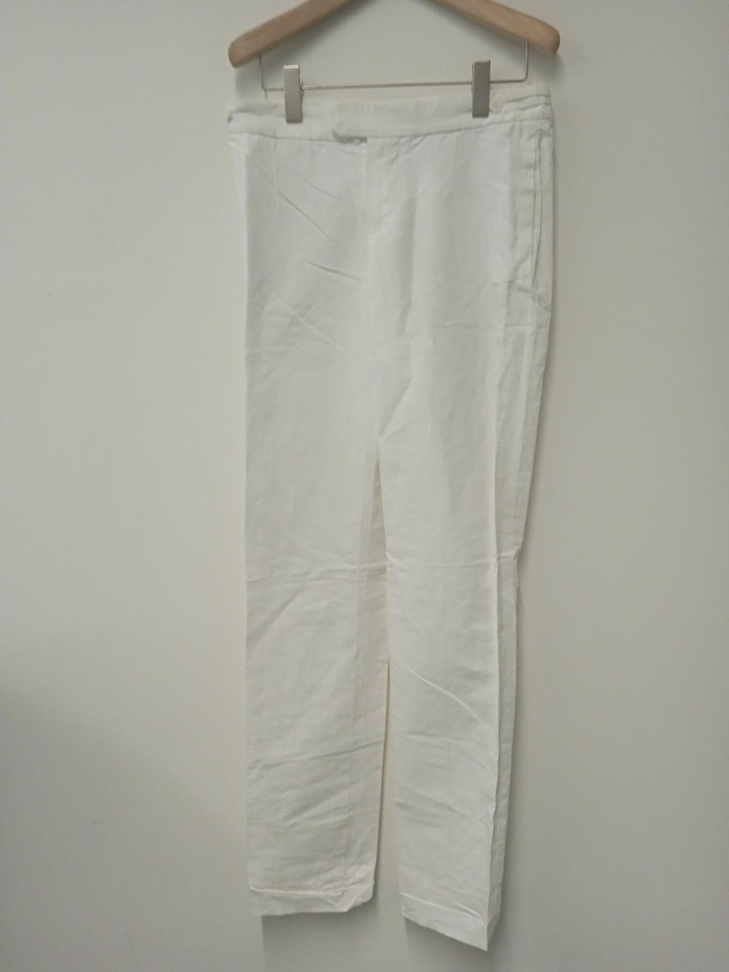CHLOE Ladies White Cotton Zip Fly Trousers Size UK W30L35