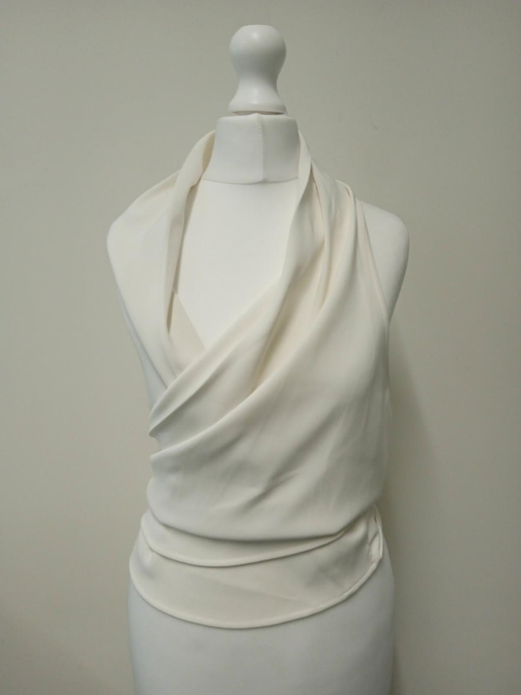 REISS Ladies White Sleeveless V-Neck Wrap Top Size UK8