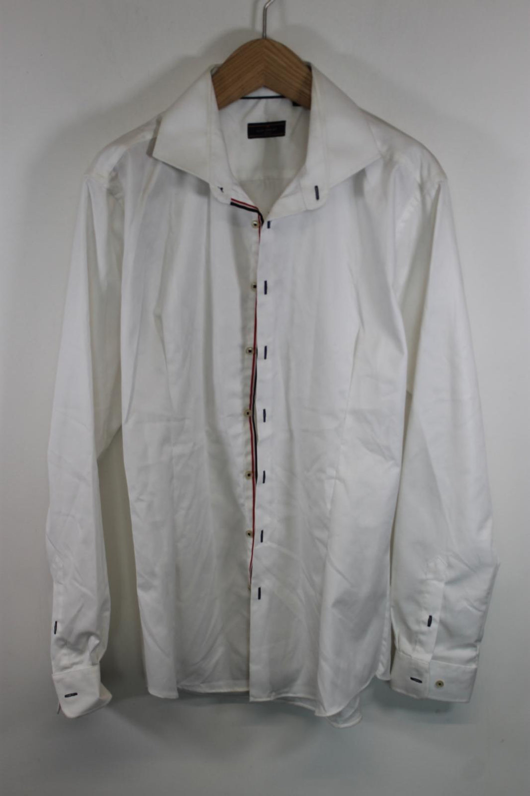 LUC BREVET Men's White Long Sleeve Button Down Shirt Size 17