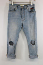 Load image into Gallery viewer, MAJE Ladies Blue Cotton Denim High Rise Distressed Tapered Jeans EU30 UK10
