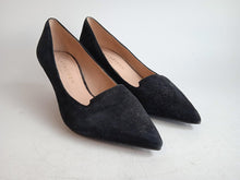 Load image into Gallery viewer, KURT GEIGER Ladies Black Suede Pointed Toe Kitten Heel Court Shoes EU36 UK3
