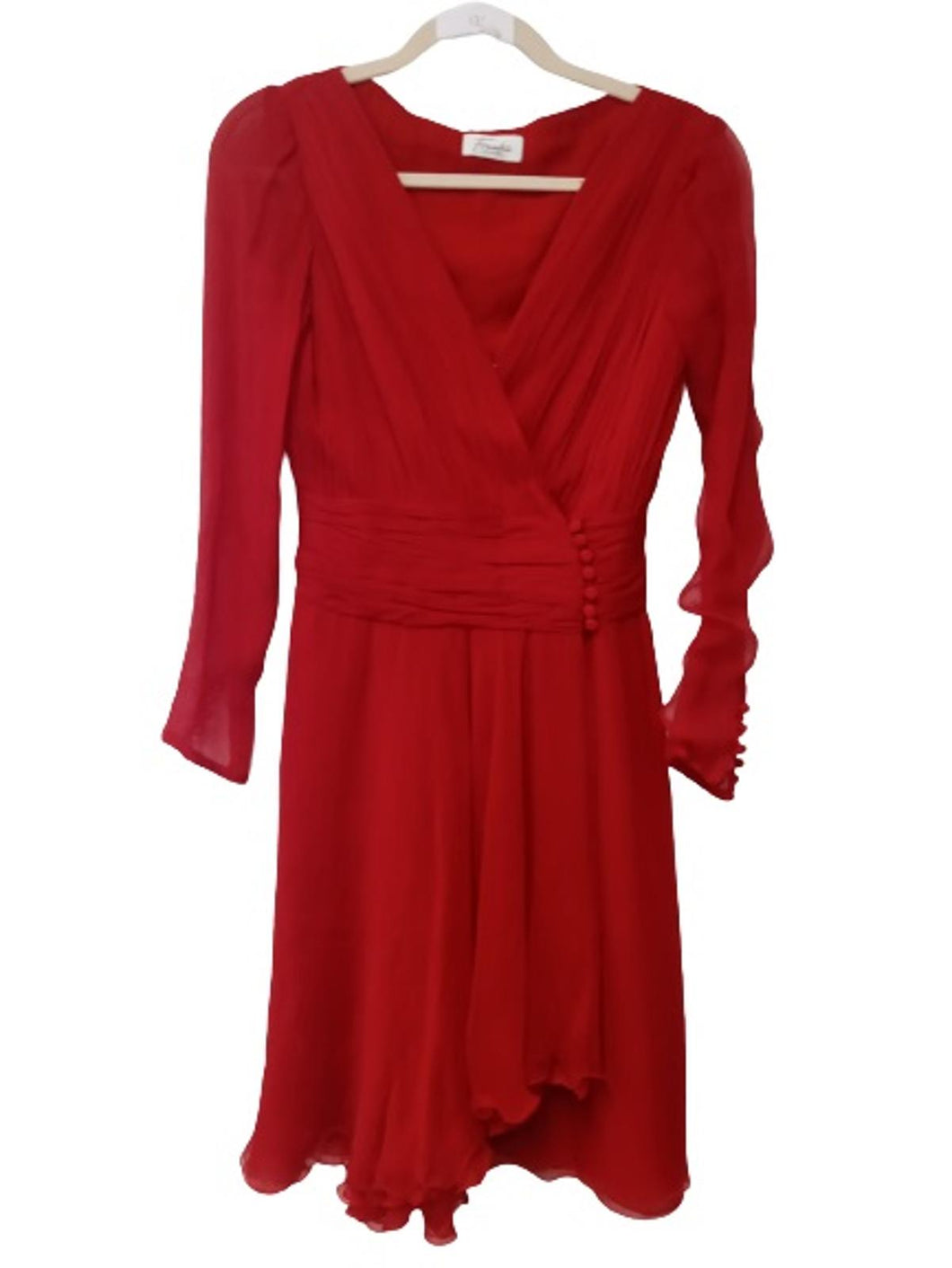 FRANKA LONDON Ladies Red Long Sleeve V-Neck Wrap Dress Size UK10