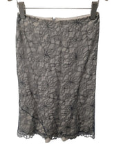 Load image into Gallery viewer, CATHERINE WALKER Ladies Grey Floral Lace Detail  Zip Fly Skirt Size UK12
